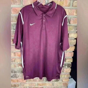 NIKE Dri-Fit Polo Move To Zero Victory Coaches Maroon Golf Shirt Mens Size XL